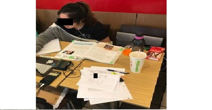 STUDENT OCCUPYING A TABLE OF 4 TO STUDY WHILE NETIZEN NEEDS A SEAT TO DINE! FAIR?