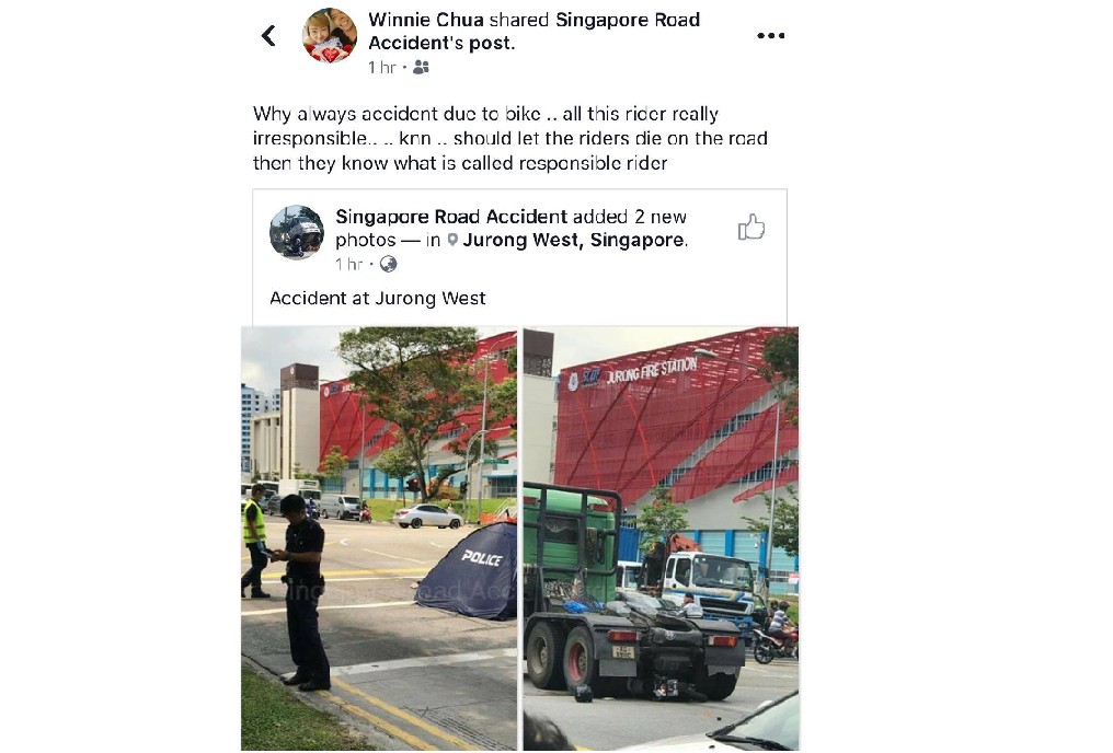 INSENSITIVE NETIZEN SAID “SHOULD LET THE RIDERS DIE ON THE ROAD”