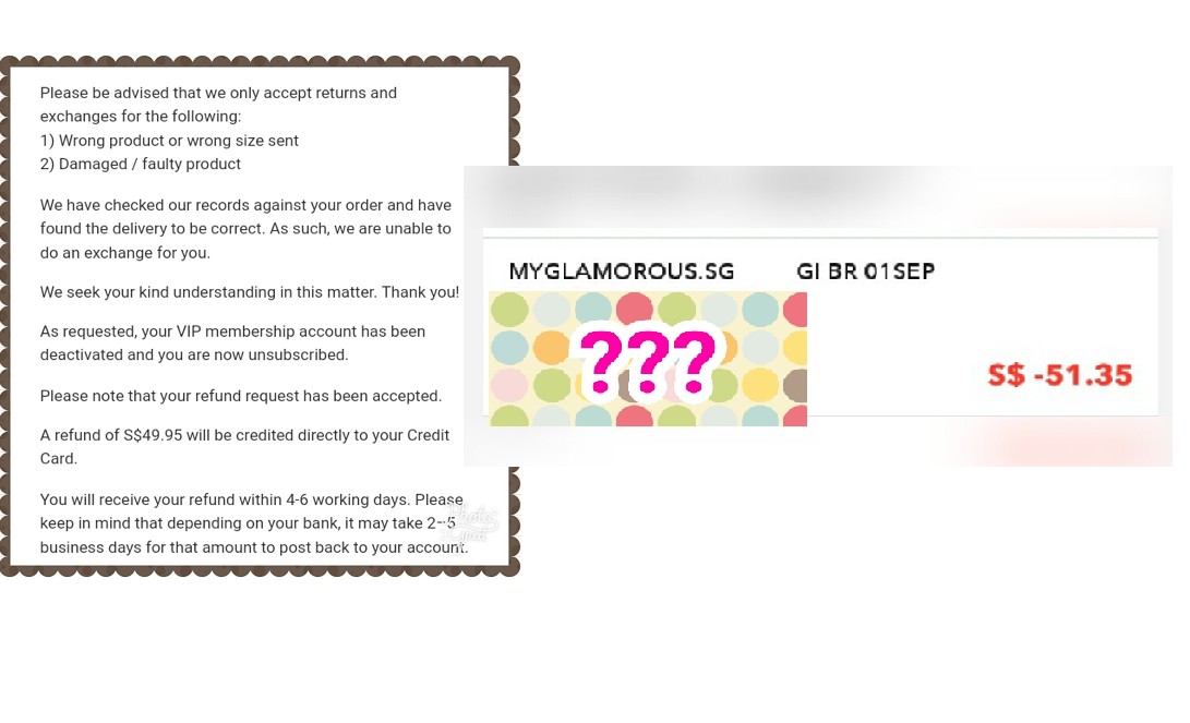 NETIZEN CLAIM SHE GOT SCAMMED BY ONLINE FASHION SHOP. $51.35 UNKNOWN DEDUCTION
