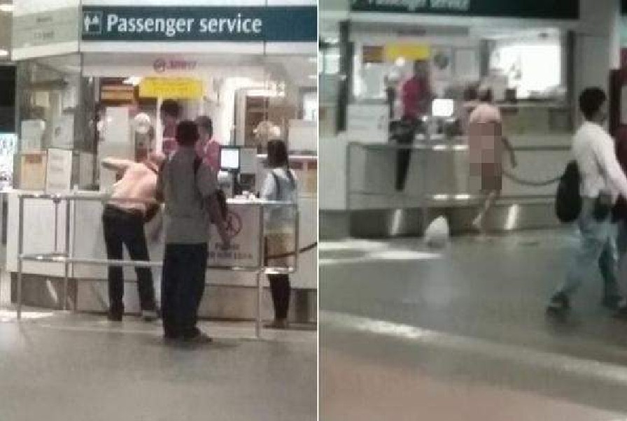 SG TOO STRESS? MAN STRIPS IT ALL WHILE TALKING TO MRT STAFF @ KRANJI