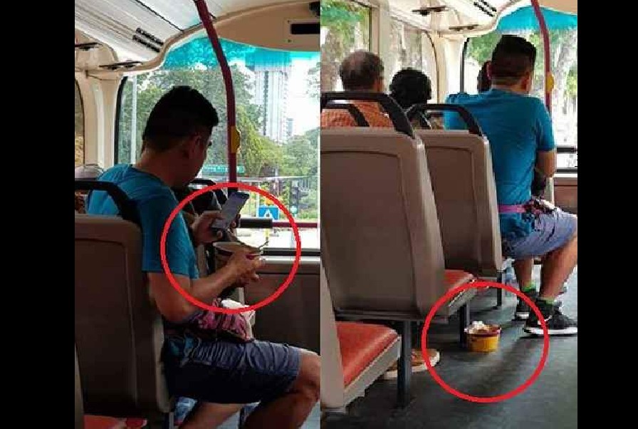 HUNGRY MAN IS AN ANGRY MAN. NOODLE TIME ON PUBLIC BUS.