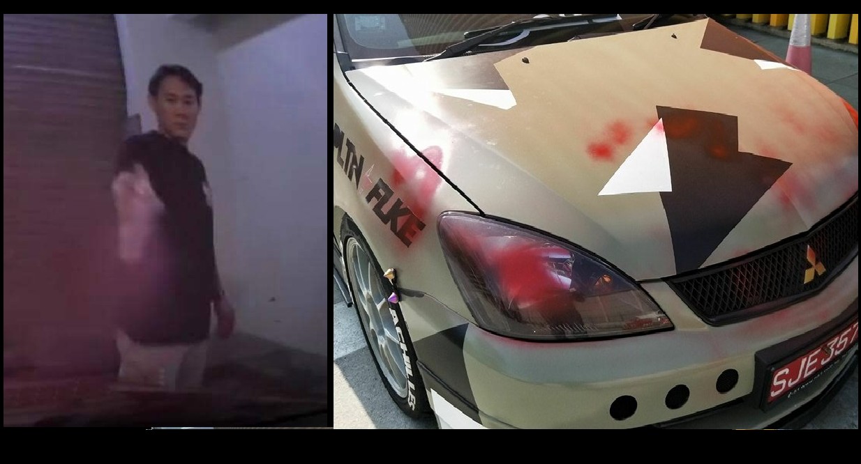 MAN VANDALIZED CAR AT JURONG WEST CAUGHT ON CAMERA! (VIDEO)
