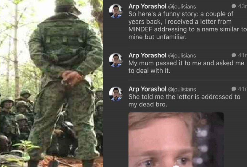 SAF SENDS NOTICE FOR DECEASED FAMILY(20 YEARS AGO!) TO SERVE ARMY. BROTHER TROLLS SAF