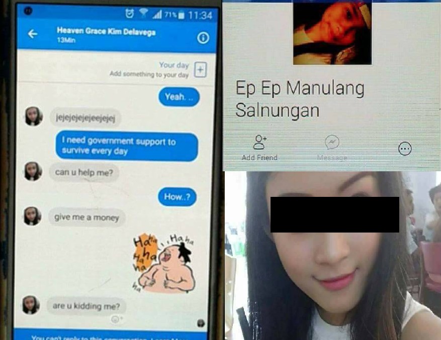 ONLINE SCAMMERS FROM PHILIPPINES. “MY MOTHER IS SICK I NEED MONEY”