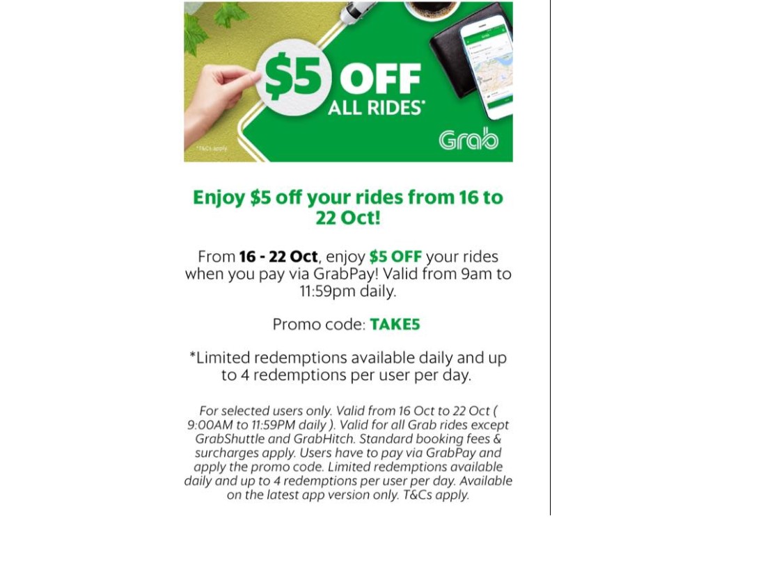 DONT SAY BO JIO. GRAB HAVING $5 OFF THIS WEEK CAN USE 4 TIMES A DAY