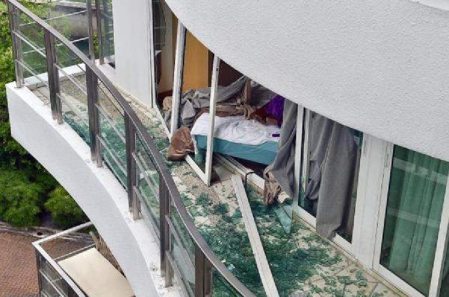 WATER HEATER RUPTURED. IMPACT SO STRONG MAN FLY