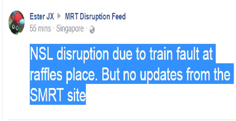 NSL disruption due to train fault at Raffles place! TRAIN RIDER TAKE NOTE!