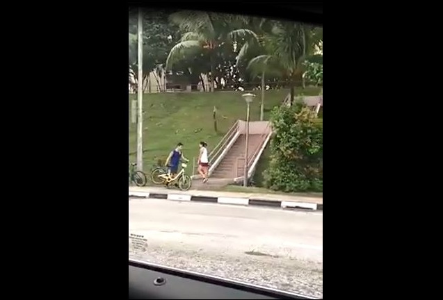 COUPLE SEEN PUSHING BICYCLES DOWN THE DRAIN!(VIDEO)
