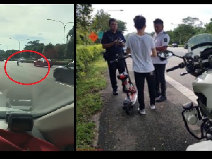 GUY STOPPED BY LTA AFTER RIDING E-SCOOTER ON EXPRESSWAY (VIDEO)