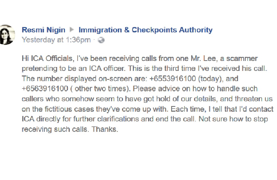 WOMAN CLAIMS SCAMMERS PRETEND TO BE ICA OFFICER MAKING THREAT CALLS