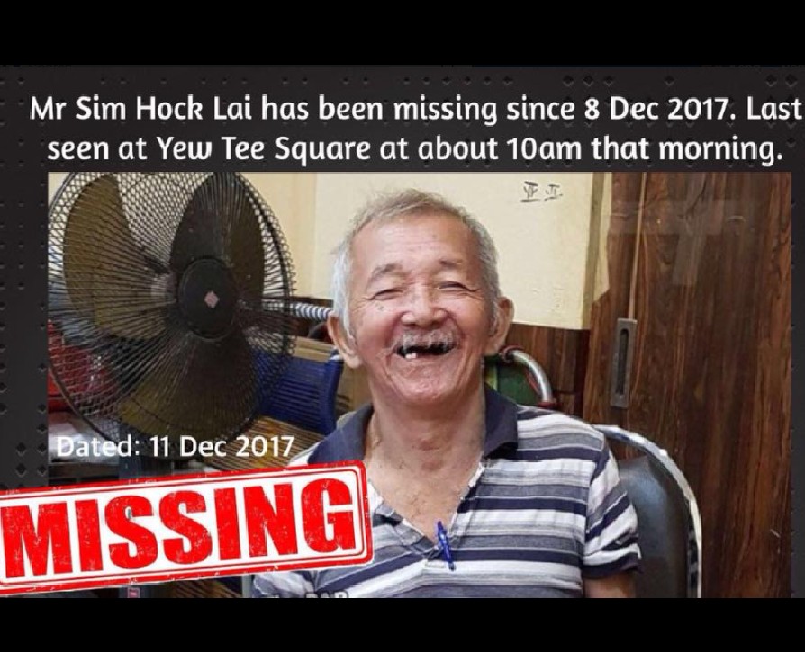 PLEASE SHARE MAN MISSING. LAST SEEN AT YEW TEE SQUARE