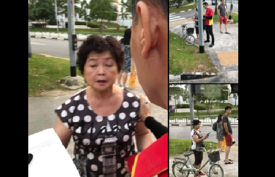 AUNTIE RIDE BICYCLE ACROSS RED LIGHT CAUSE ACCIDENT AND DON’T CARE.