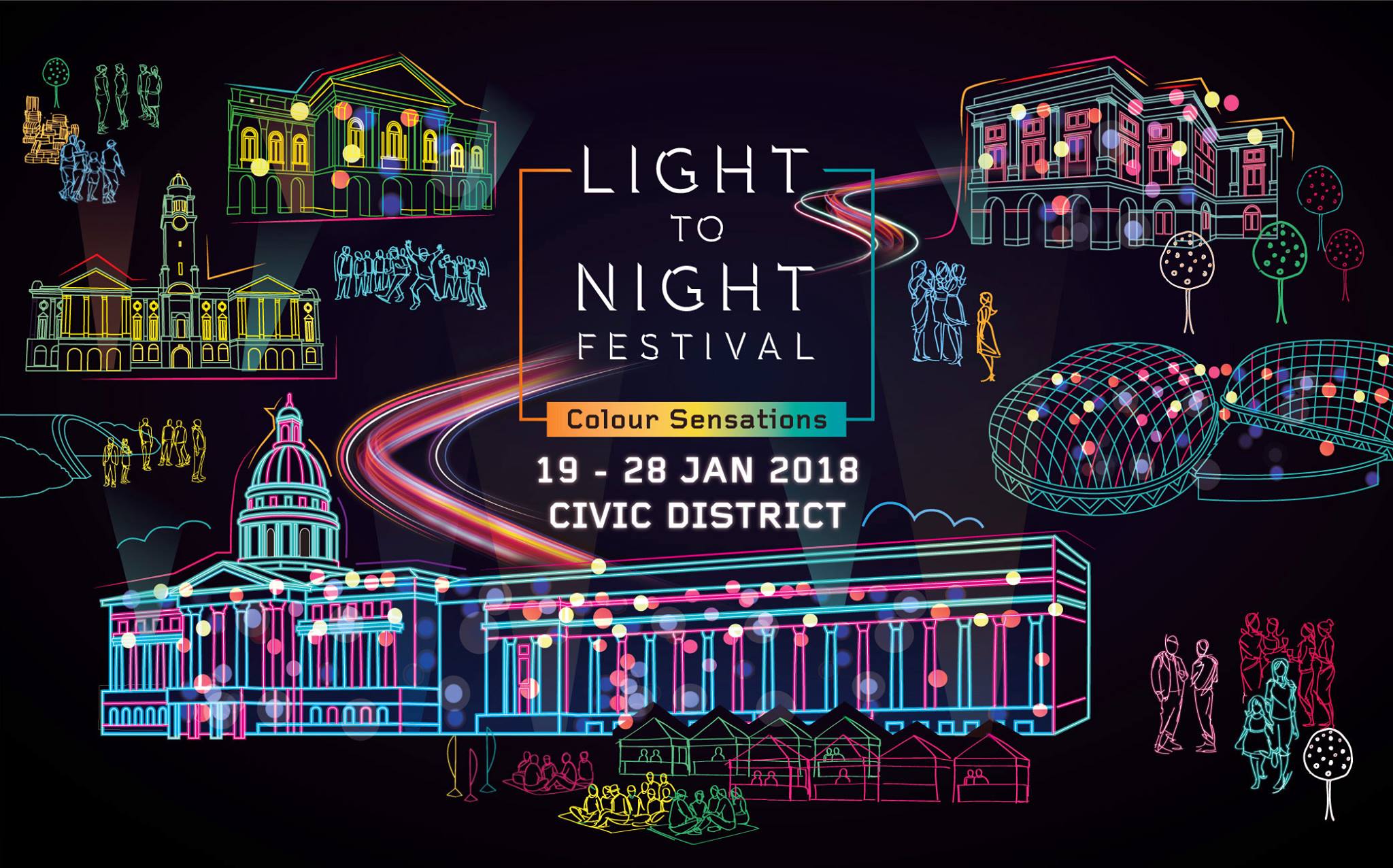 LIGHT TO NIGHT FESTIVAL 2018: COLOUR SENSATIONS 19–28 Jan 2018 FREE ADMISSION!!