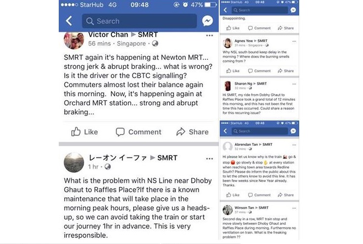 MULTIPLE COMPLAINTS BY NETIZEN TO SMRT DURING RUSH HOUR REGARDING NORTH SOUTH LINE!