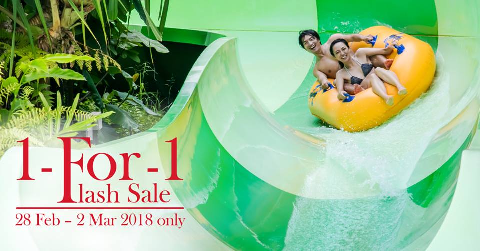 Buy 1 get 1 FREE Adventure Cove Waterpark tickets deal from 28 February to 2 March!