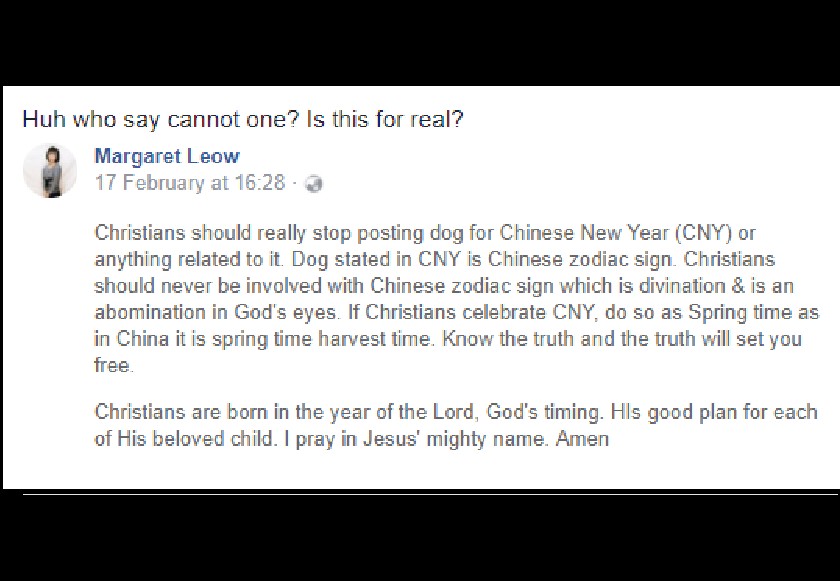 WOMAN CLAIMS CHRISTIAN SHOULD NOT POST DOG FOR CNY ON SOCIAL MEDIA WOMAN CLAIMS CHRISTIAN SHOULD NOT POST DOG FOR CNY ON SOCIAL MEDIA