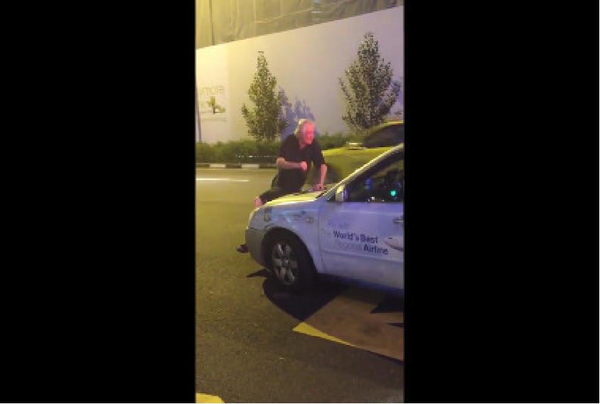 DRUNK ANG MOH DESPERATE BLOCK TAXI TO BRING HIS GIRL HOME