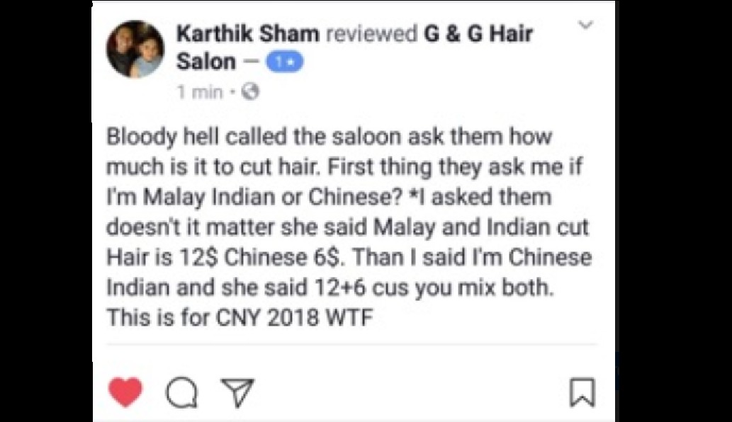 RACIST HAIR SALON. NETIZEN CLAIMS HAIR SALON CHARGE BASE ON RACE!!!