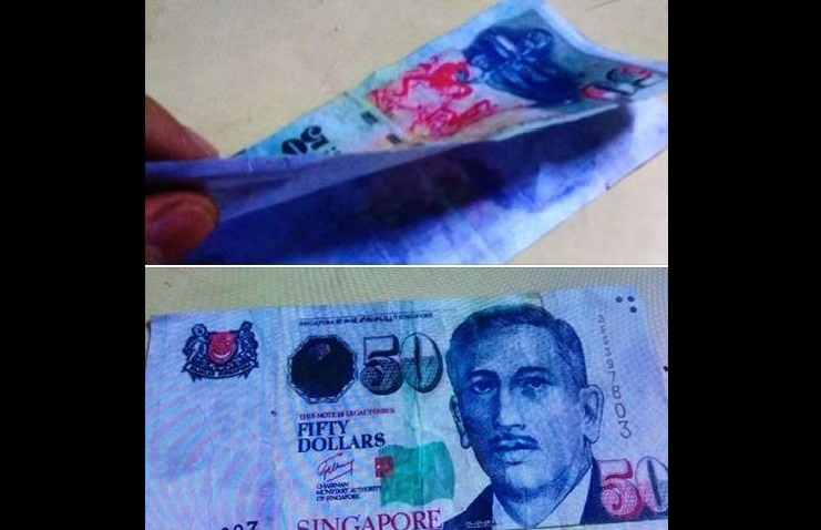 CAB DRIVER PICKING UP PASSENGER FROM GEYLANG TAKE NOTE! BEWARE OF FAKE $50 NOTE!