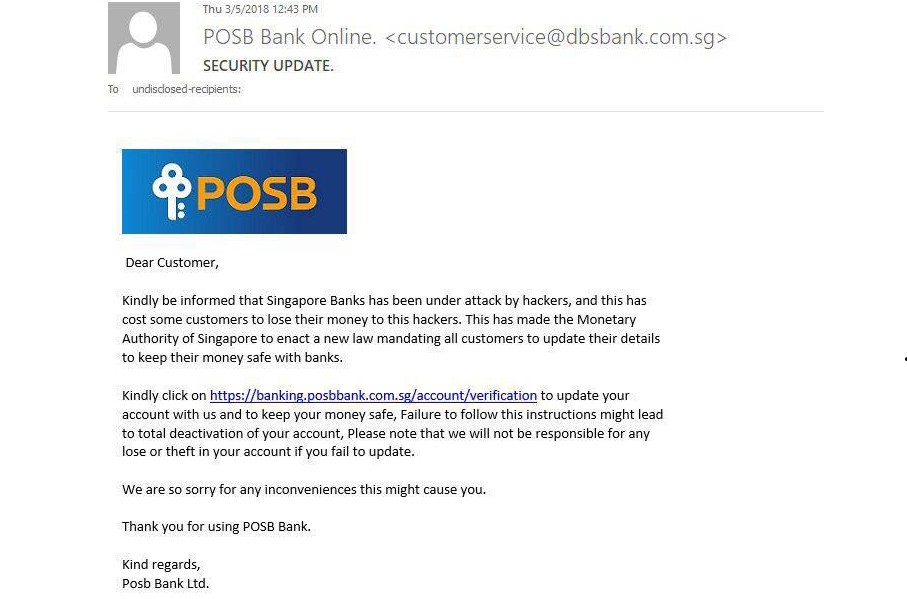 SCAM ALERT! FAKE POSB WEBSITE PHISHING LINK!