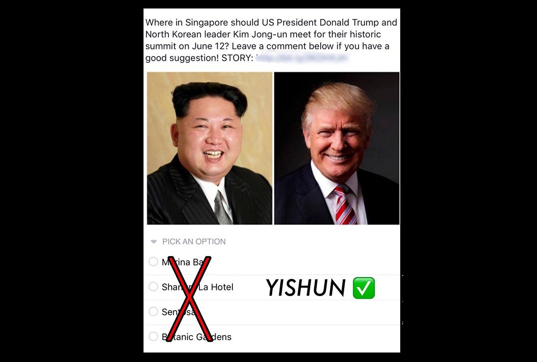NETIZEN SUGGEST DONALD TRUMP AND KIM JONG UN TO MEET AT YISHUN