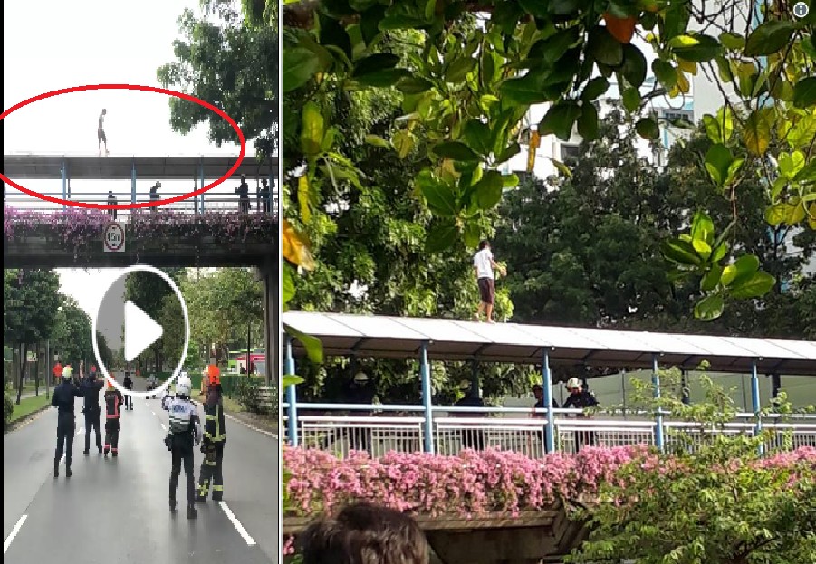 YISHUN AGAIN, WOMAN ATTEMPTING SUICIDE OVERHEAD BRIDGE