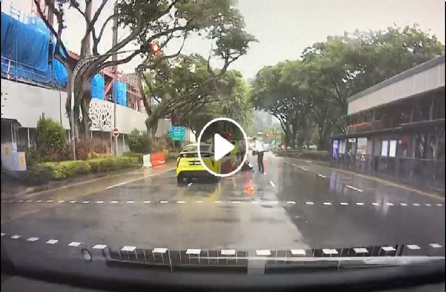TAXI DRIVER DASH RED LIGHT AND HIT PEDESTRIAN