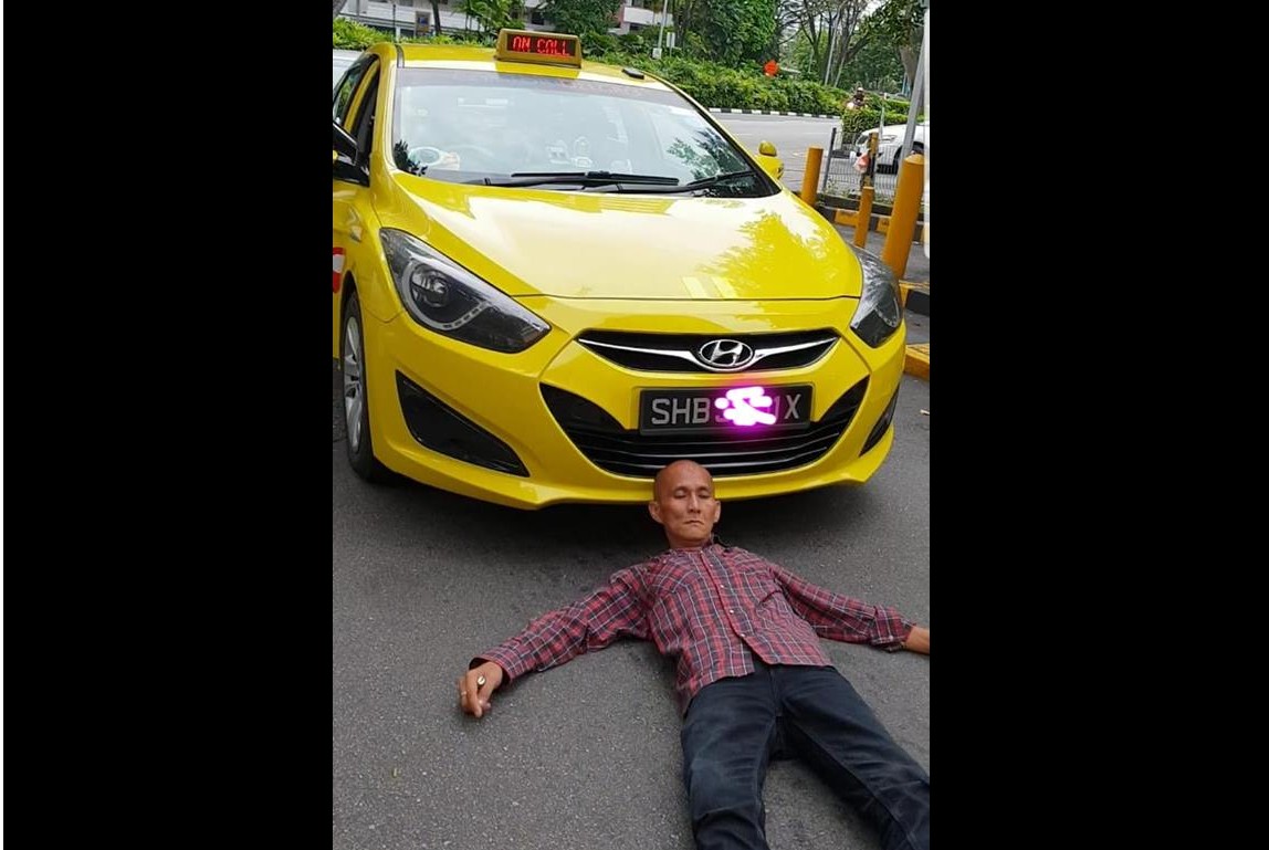 WEIRD UNCLE RAN INFRONT OF TAXI AND SLEEP ON ROAD