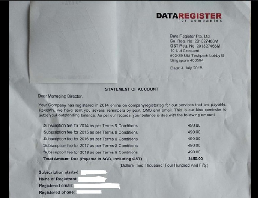 COMPANY SENDING OUT SCAM LETTERS DEMANDING MONEY!