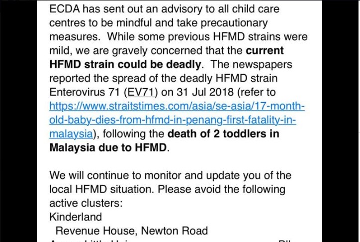 LIST OF PRESCHOOLS – ACTIVE CLUSTER FOR HAND FOOT MOUTH DISEASES