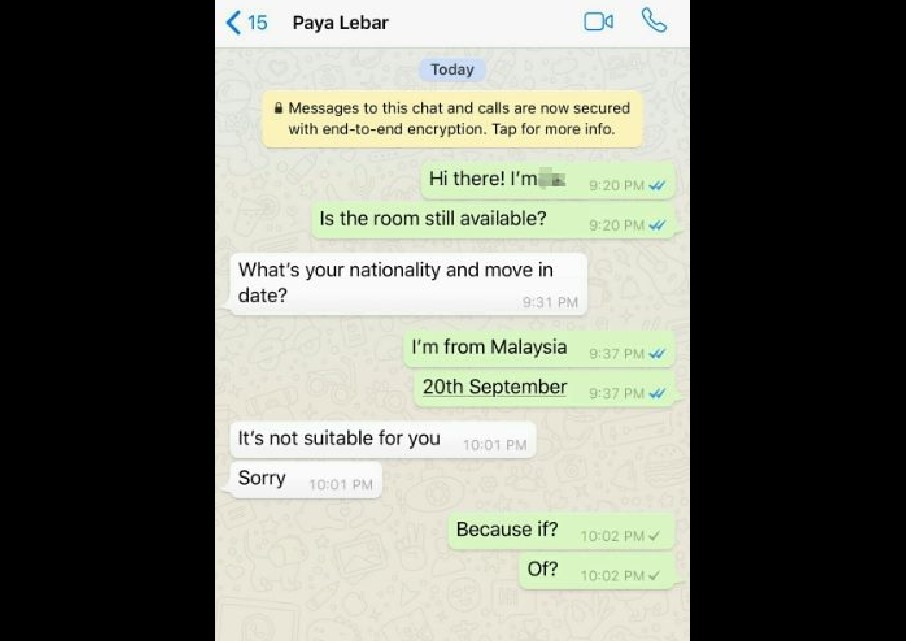 REJECTED FROM RENTAL AFTER STATING FROM M’SIA