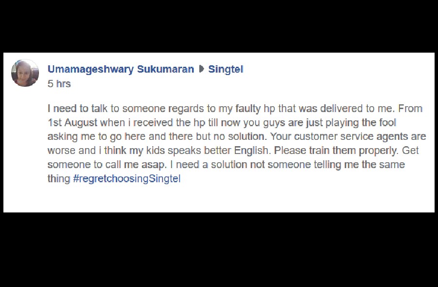 SINGTEL CUSTOMER SERVICE ENGLISH WORSE THAN KIDS