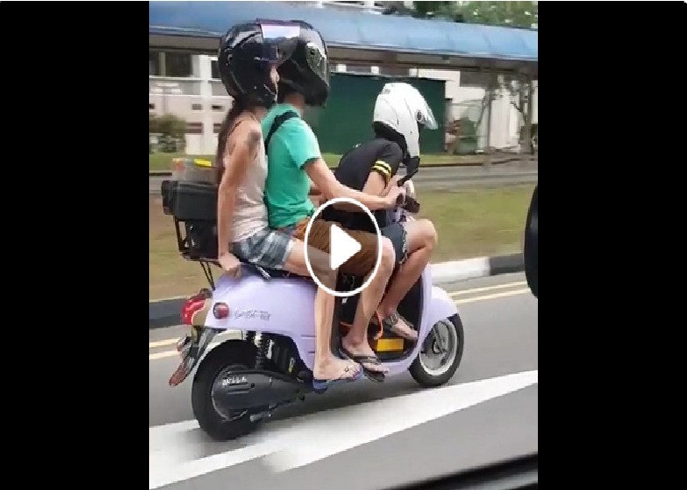 RIDER CAUGHT! 3 PEOPLE ON A SCOOTER AT SENG KANG