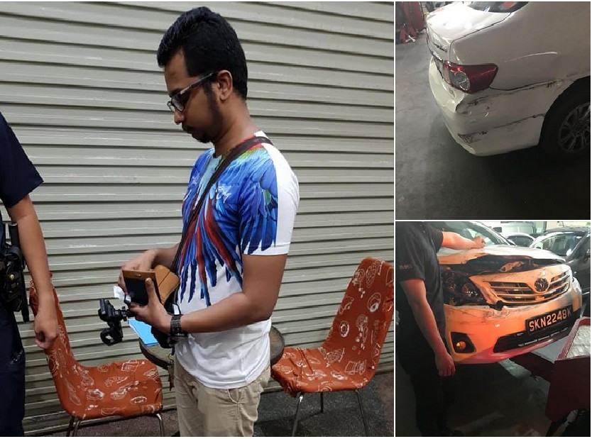 GUY RENT CAR DAMAGED GOVT PROPERTY. THINK CALL POLICE CAN SAVE HIM