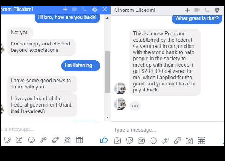 NIGERIAN SCAMMERS ARE BACK. NOW ON FACEBOOK