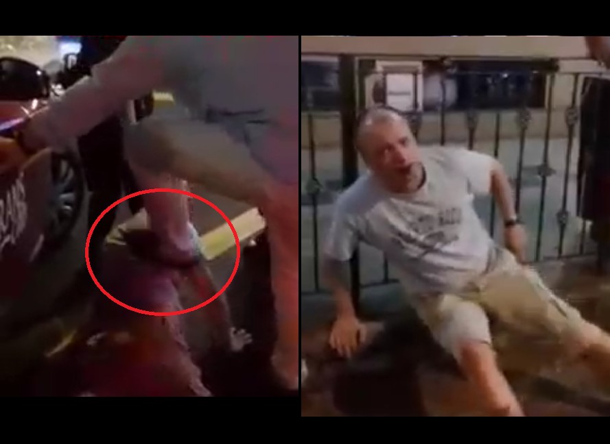 ANG MOH BEAT UP TAXI DRIVER. ANG MOH FRIEND STOP HIM