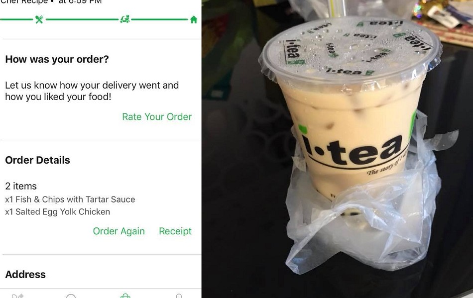 ORDER GRABFOOD FISH N CHIP BECOME BUBBLE TEA