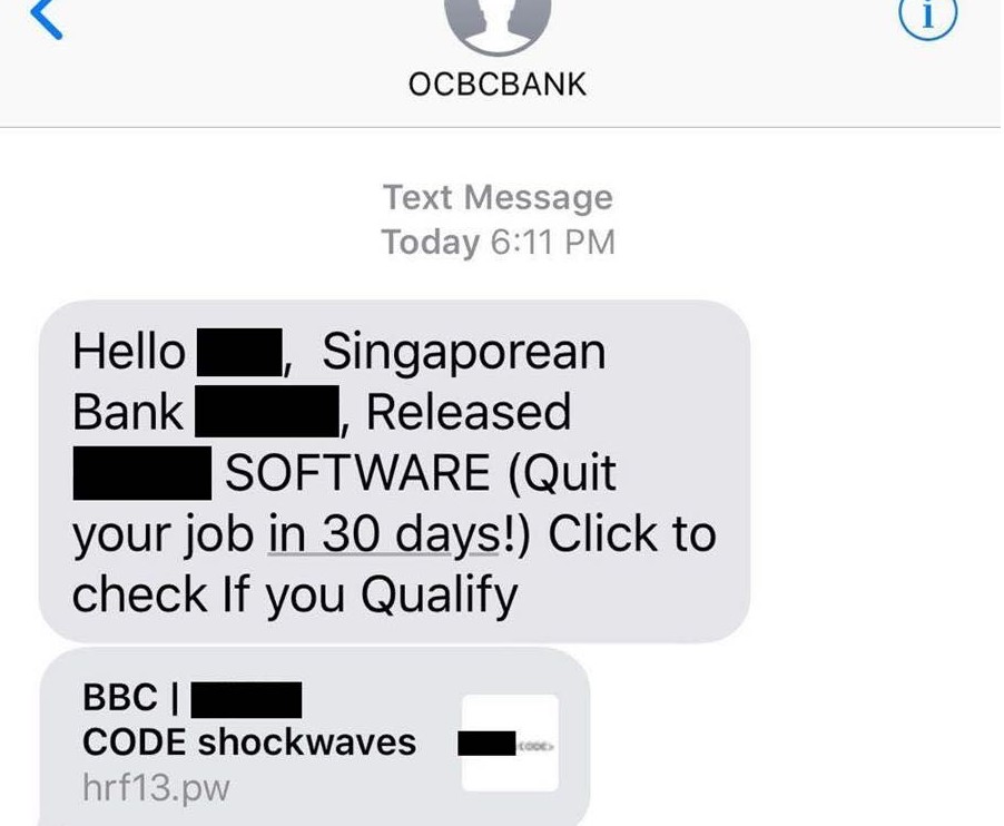 BEWARE OF SCAMMER SMS FAKE “OCBCBANK”