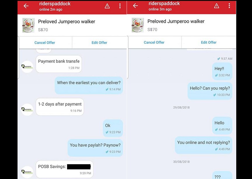 CAROUSELL SCAM PAID FOR ITEM AND SELLER GOES MIA