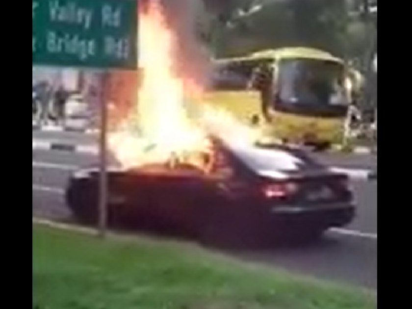 CAR CAUGHT FIRE! POLICE LOOKING FOR DRIVER AND PASSENGERS!