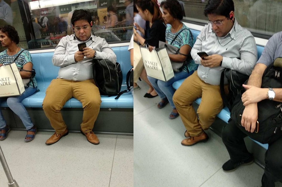 FT TAKES UP TWO MRT SEATS. HE THINK HE SPECIAL?