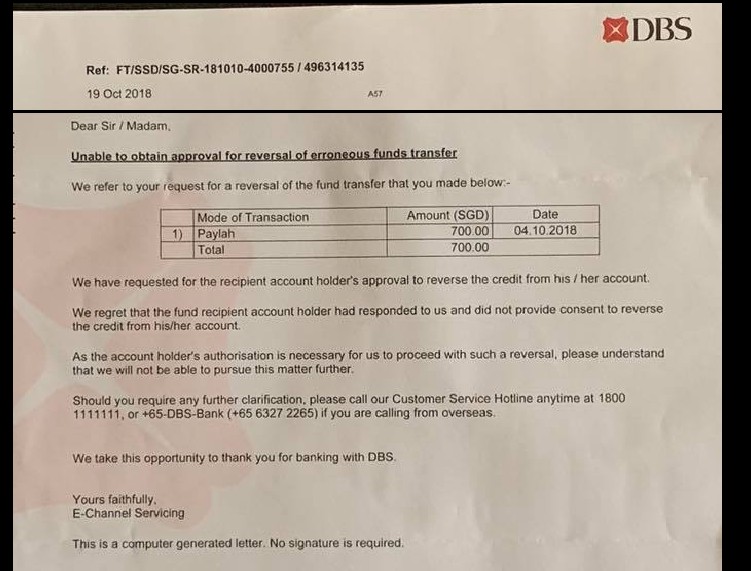 PAYLAH FLAWS! MONEY TRANSFER CANNOT TAKE BACK!