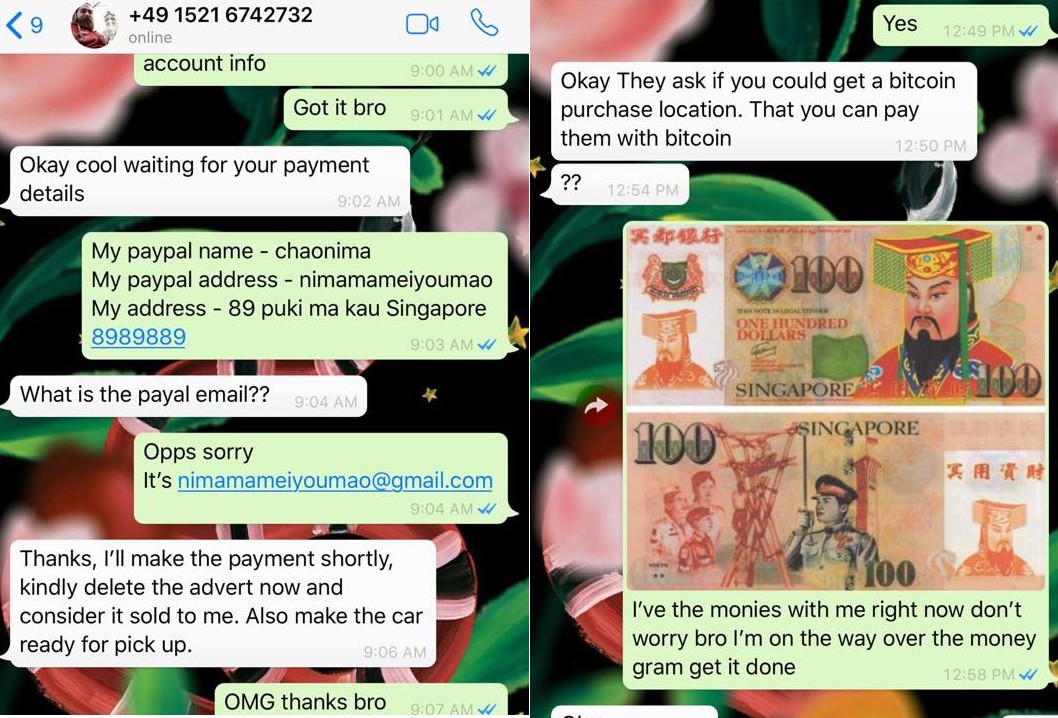 OVERSEAS SCAMMERS TARGET CAR SELLER AT SGCARMART