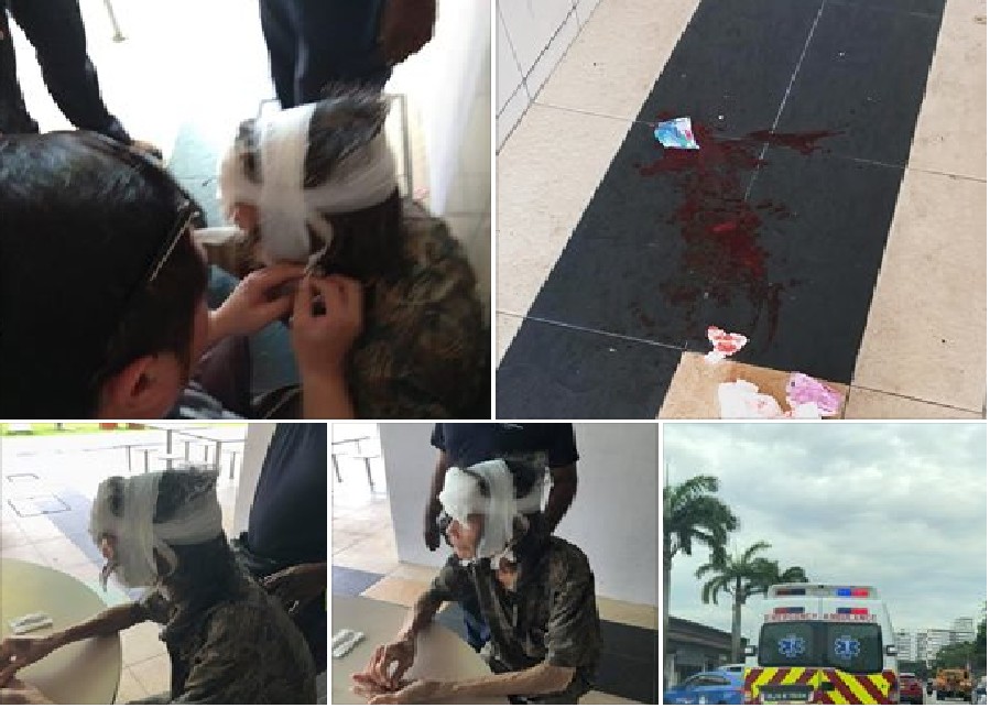 HELPFUL SINGAPOREANS ATTEND TO INJURED OLD MAN