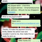 OVERSEAS SCAMMERS TARGET CAR SELLER AT SGCARMART 13