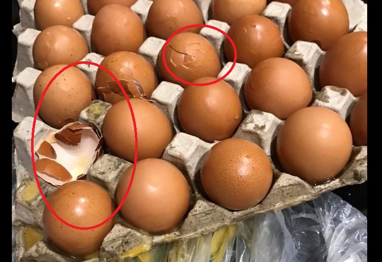 EGGS BOUGHT FROM NTUC ONLINE ARRIVED CRACKED! BEWARE!