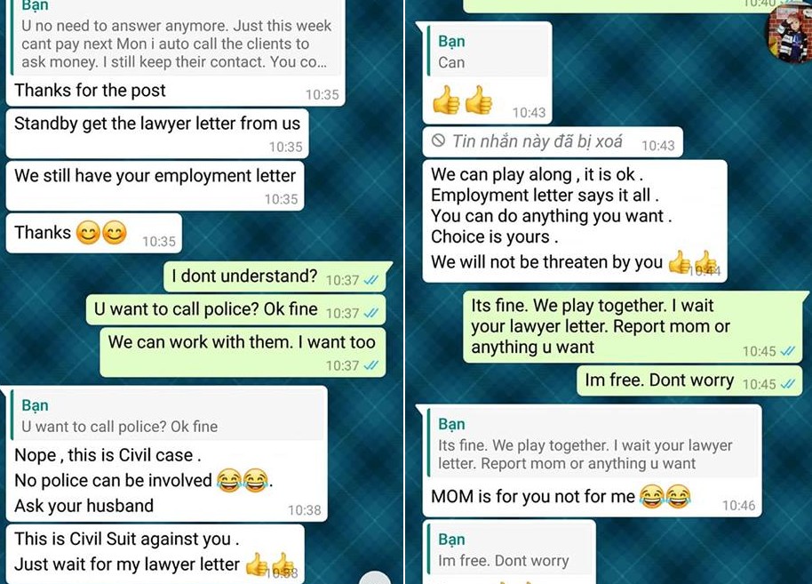 EMPLOYEE WORK AT NOT PAID. EMPLOYER THREATEN TO SUE