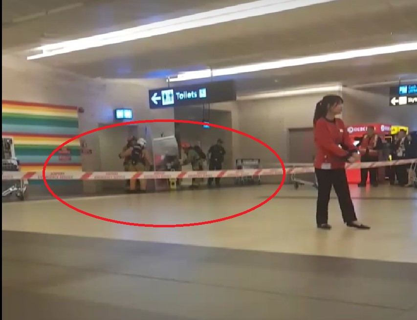 TERMINAL 2 TOILET AREA CORDONED OFF. WHAT HAPPEN?!