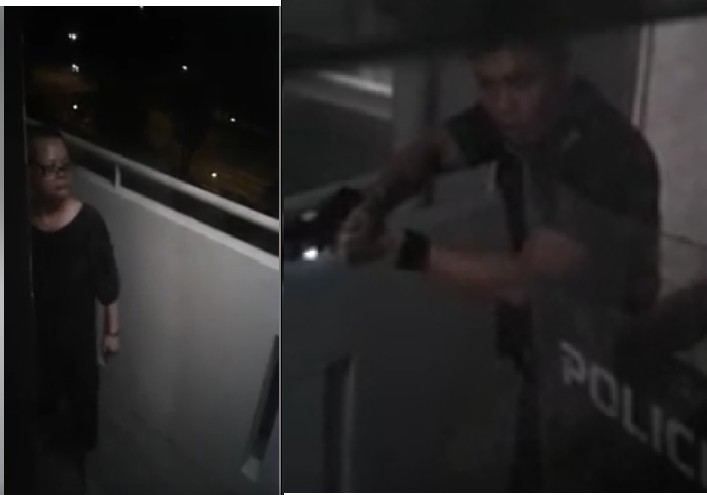 POLICE VS AUNTIE WITH CHOPPER. TASER ALREADY STILL CAN STAND UP!