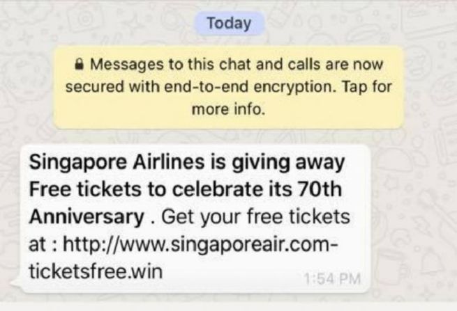 FOR THE LAST TIME. BEWARE OF FREE SIA TICKET PHISHING SCAM